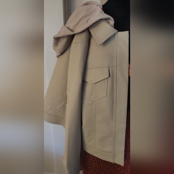 Marc New York Latte Color Vegan Leather Jacket With Hoodie - Picture 2 of 11